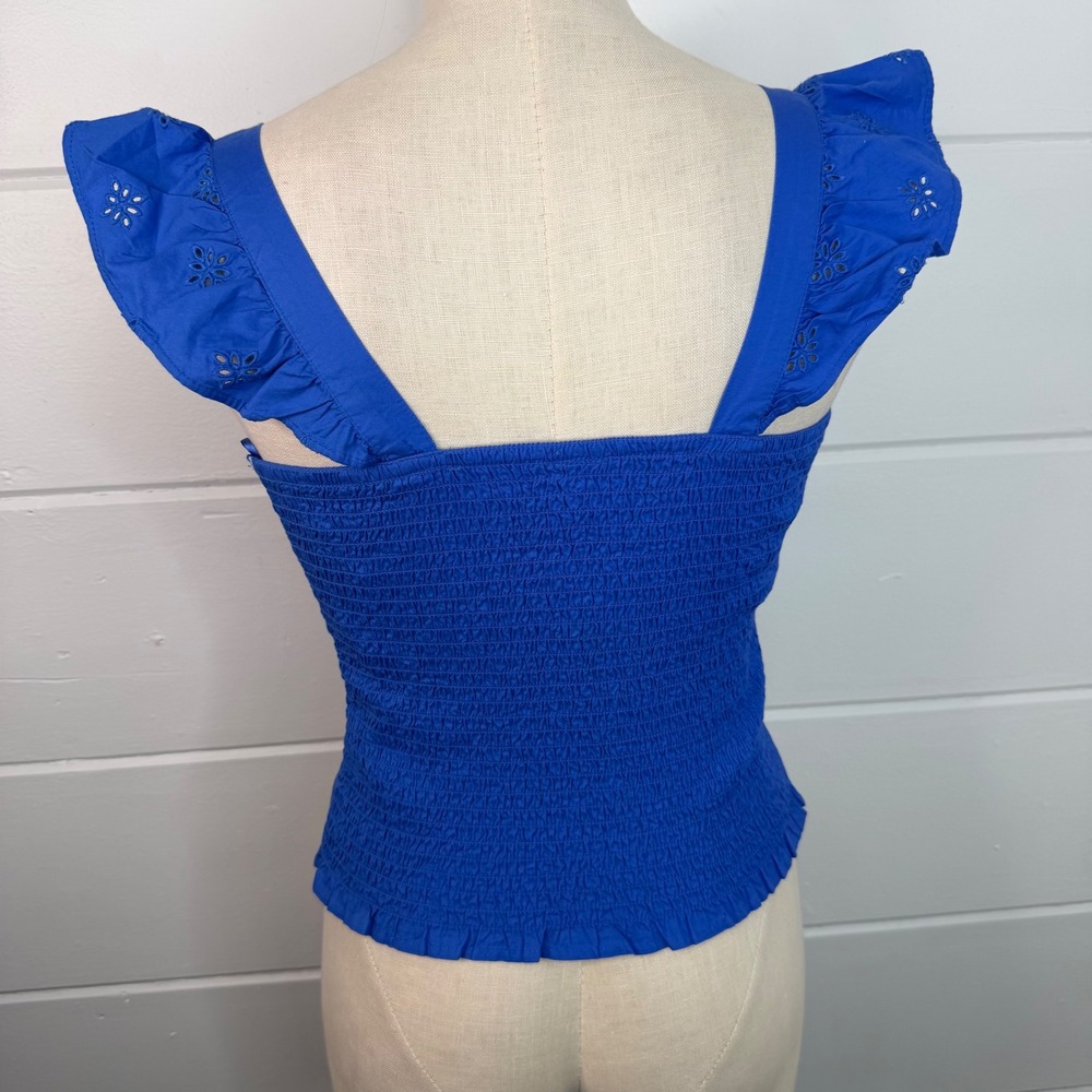 Old‎ Navy Small Fitted Ruffle Trim Smocked Cropped Top Stretchy - Picture 2 of 7